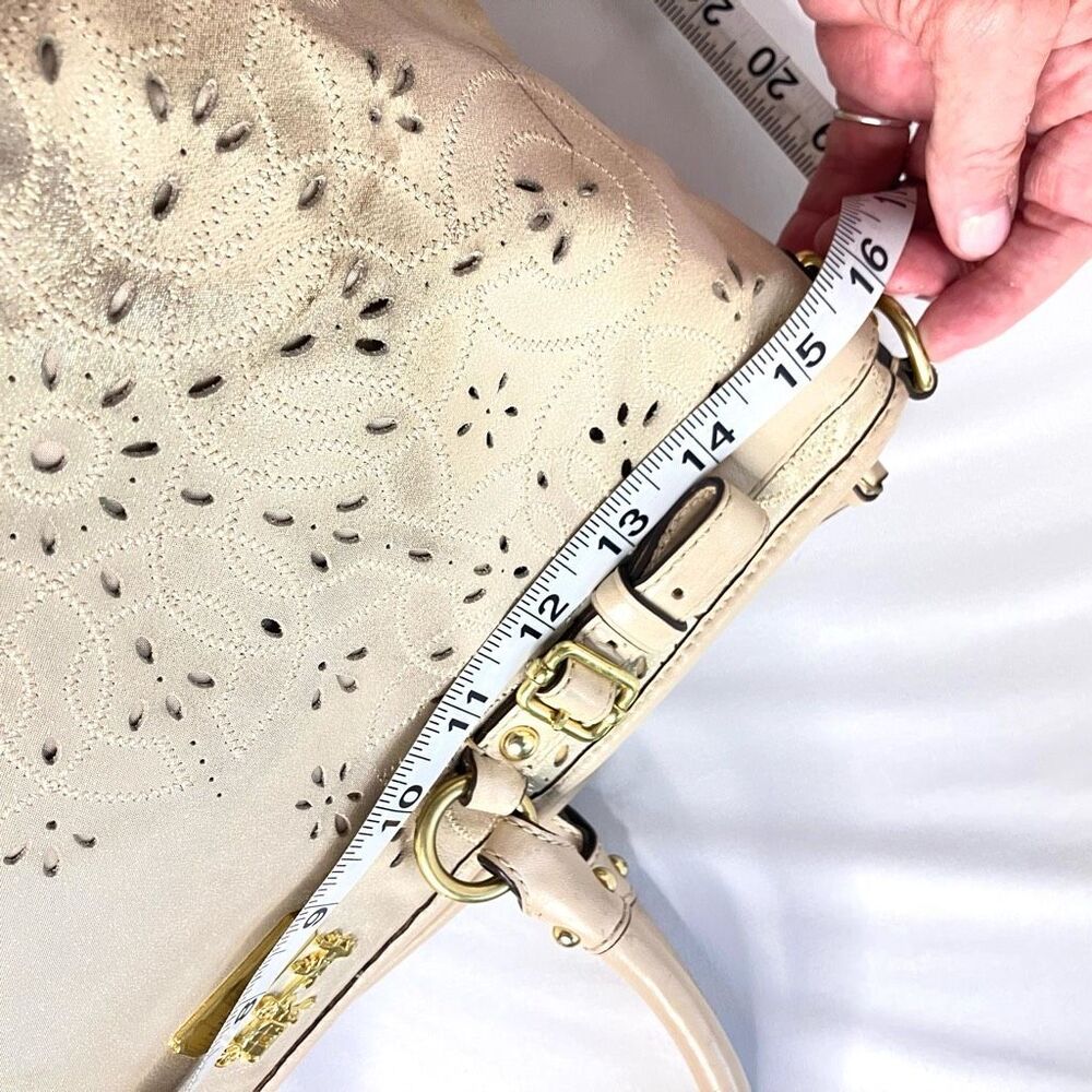 COACH 19624 Madison Tossed Laser Lindsay Leather Satchel Gold - Picture 11 of 15